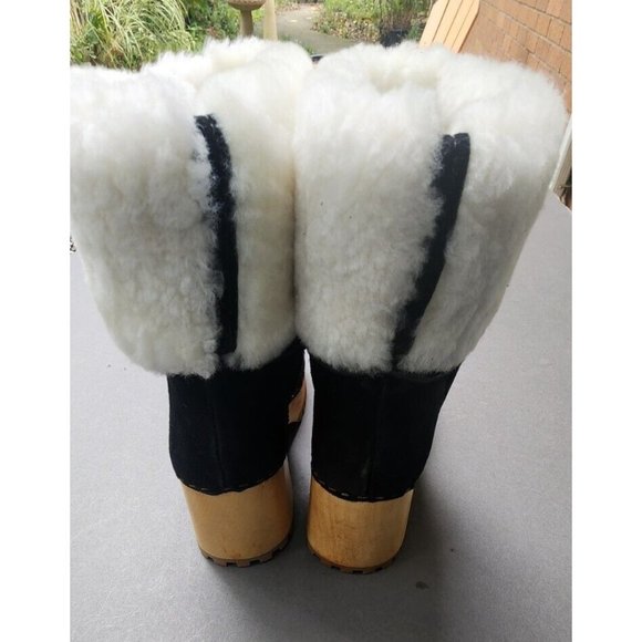 Mia Clogs Suede Ankle Boots Sheepskin Wood Size 9 Jildie - Picture 7 of 16